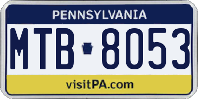PA license plate MTB8053