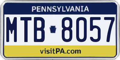 PA license plate MTB8057