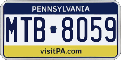 PA license plate MTB8059
