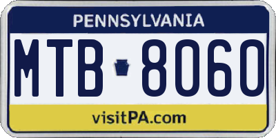 PA license plate MTB8060