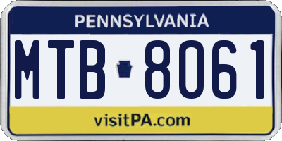 PA license plate MTB8061