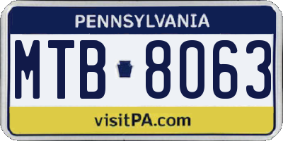 PA license plate MTB8063