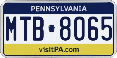 PA license plate MTB8065