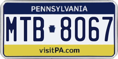 PA license plate MTB8067