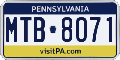 PA license plate MTB8071