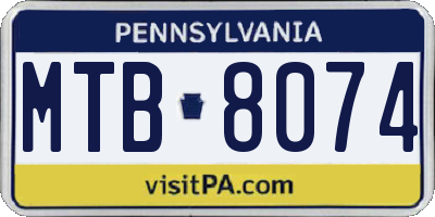 PA license plate MTB8074