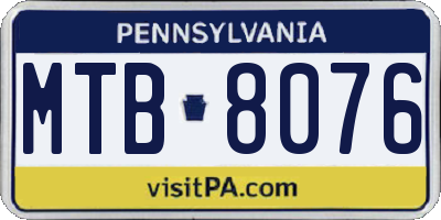 PA license plate MTB8076