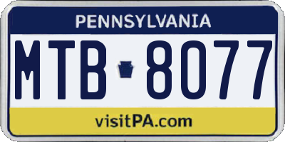 PA license plate MTB8077
