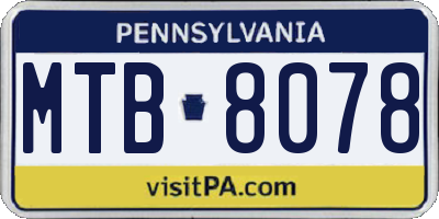PA license plate MTB8078