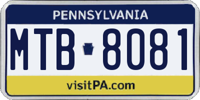 PA license plate MTB8081