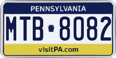 PA license plate MTB8082