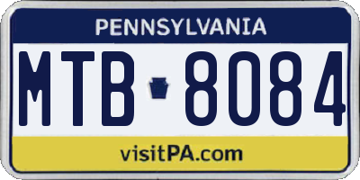 PA license plate MTB8084