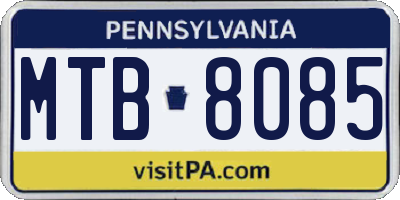 PA license plate MTB8085
