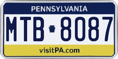 PA license plate MTB8087