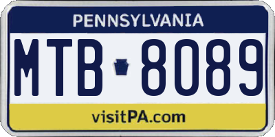 PA license plate MTB8089