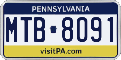 PA license plate MTB8091