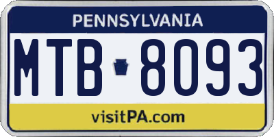 PA license plate MTB8093