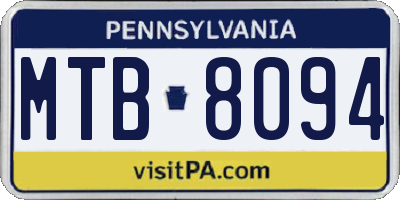 PA license plate MTB8094