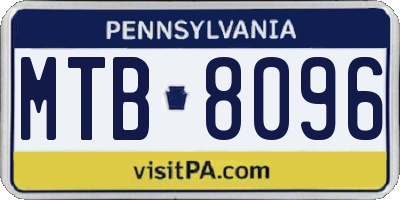 PA license plate MTB8096