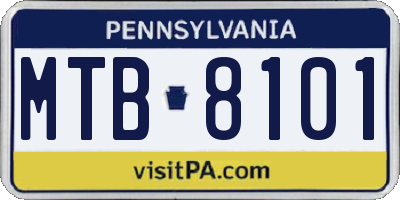 PA license plate MTB8101