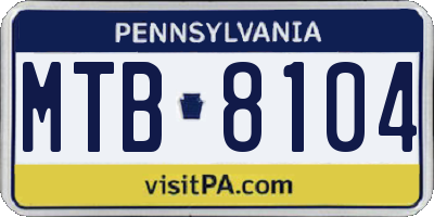 PA license plate MTB8104