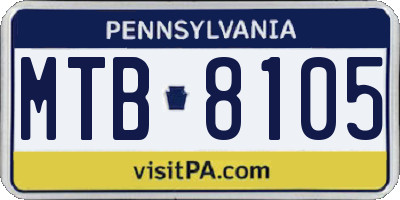 PA license plate MTB8105