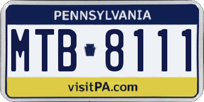 PA license plate MTB8111