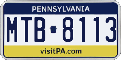 PA license plate MTB8113