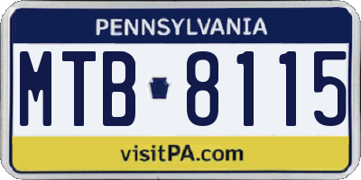 PA license plate MTB8115