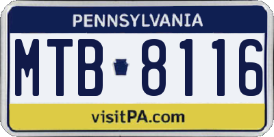 PA license plate MTB8116