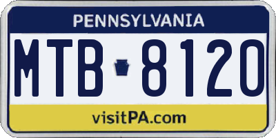 PA license plate MTB8120
