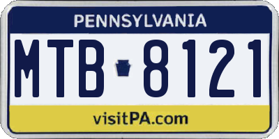 PA license plate MTB8121