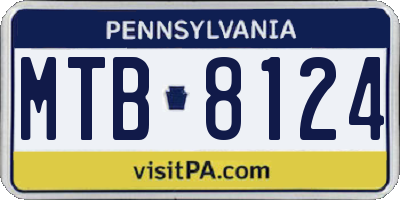 PA license plate MTB8124