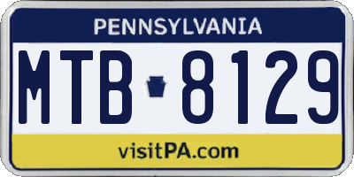 PA license plate MTB8129