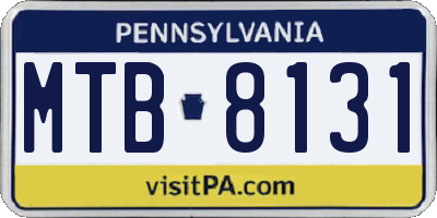 PA license plate MTB8131