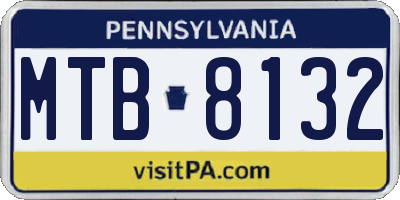 PA license plate MTB8132