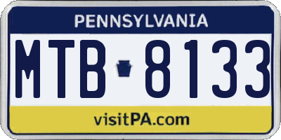 PA license plate MTB8133