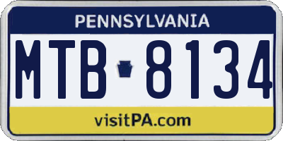 PA license plate MTB8134