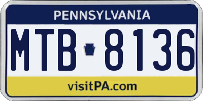 PA license plate MTB8136