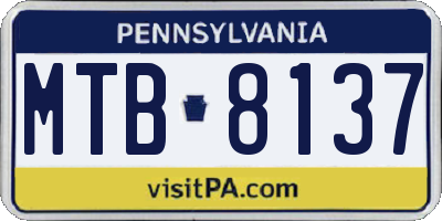 PA license plate MTB8137