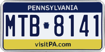 PA license plate MTB8141