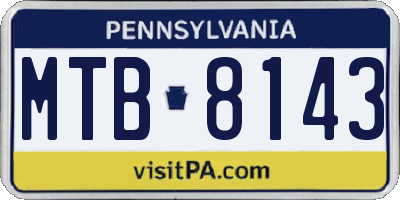 PA license plate MTB8143