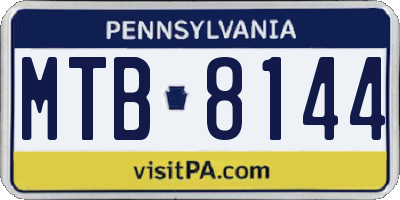 PA license plate MTB8144
