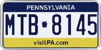 PA license plate MTB8145