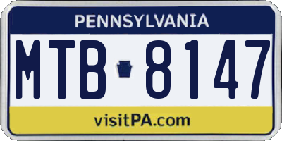 PA license plate MTB8147