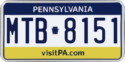 PA license plate MTB8151