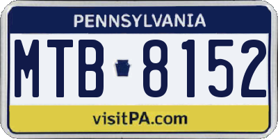 PA license plate MTB8152