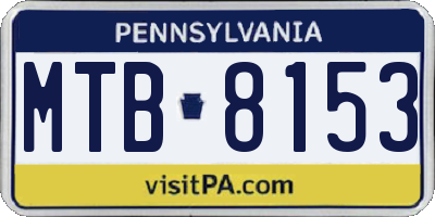 PA license plate MTB8153