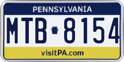 PA license plate MTB8154