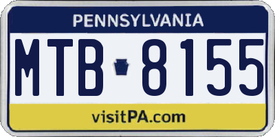 PA license plate MTB8155